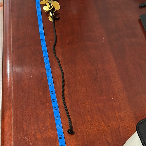 Gold Leaf Coral Necklace with Black Cord - Picture 4 of 8